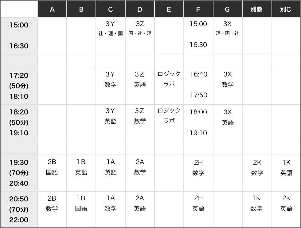 土曜日の時間帯